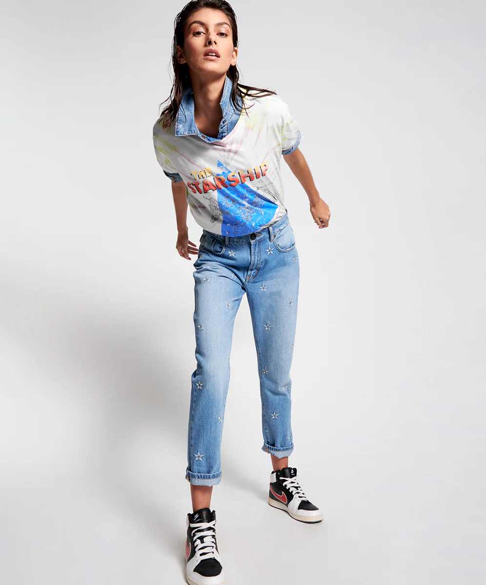 Starship Tye Dye Boyfriend Tee - White - Image 5