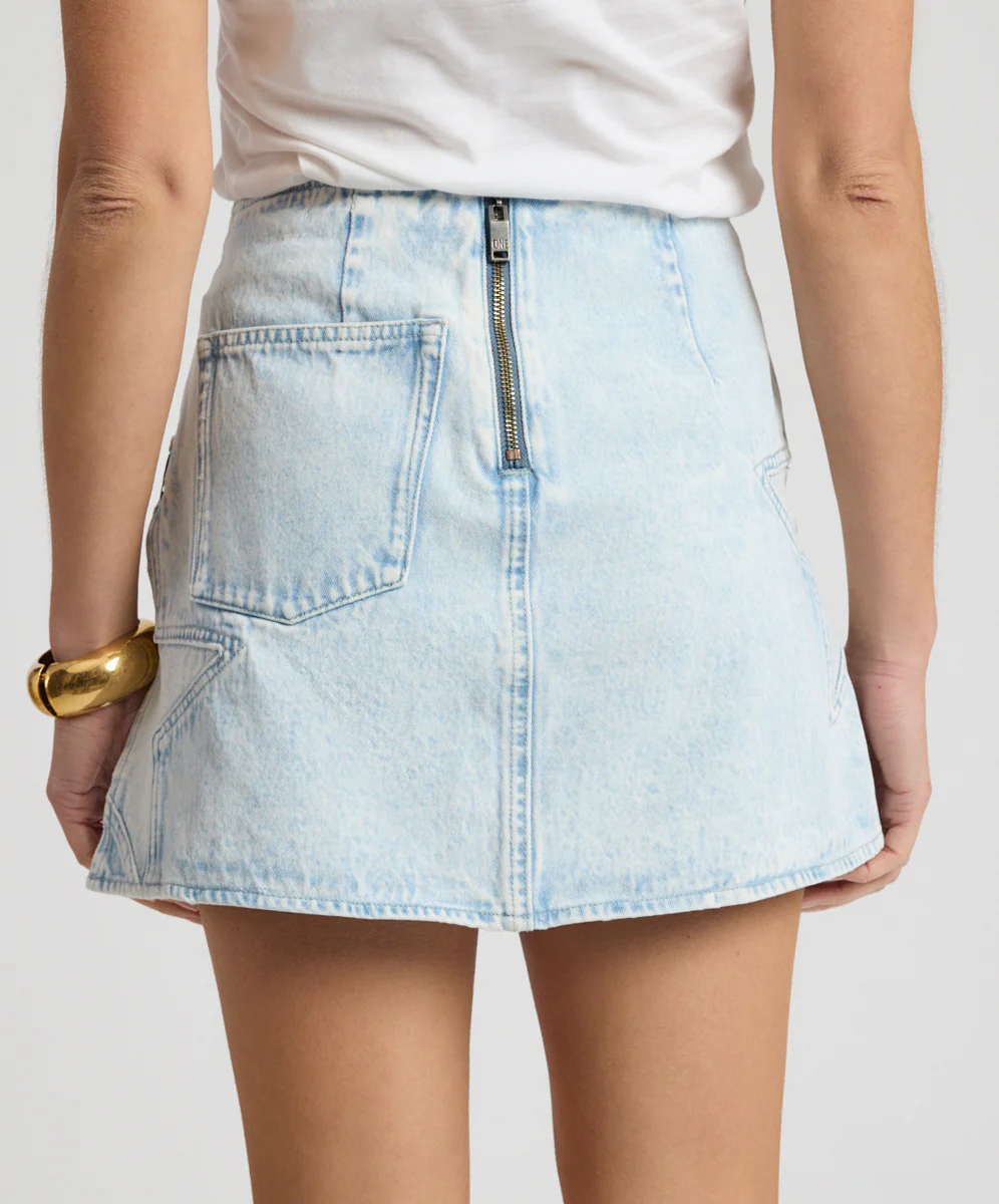 Starstruck Vixen High Waist Mini Denim Skirt - Beach Blue - Image 7
