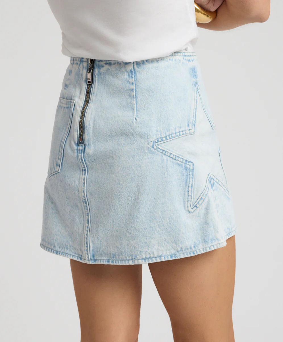 Starstruck Vixen High Waist Mini Denim Skirt - Beach Blue - Image 8