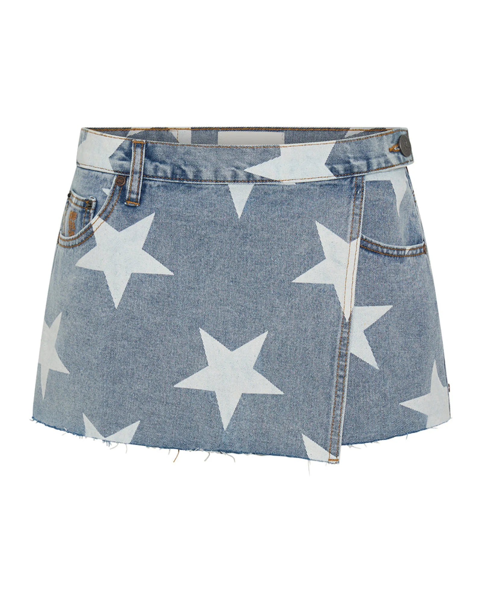 Wrap Low Waist Mini Denim Skirt - Starwash Blue - Image 10
