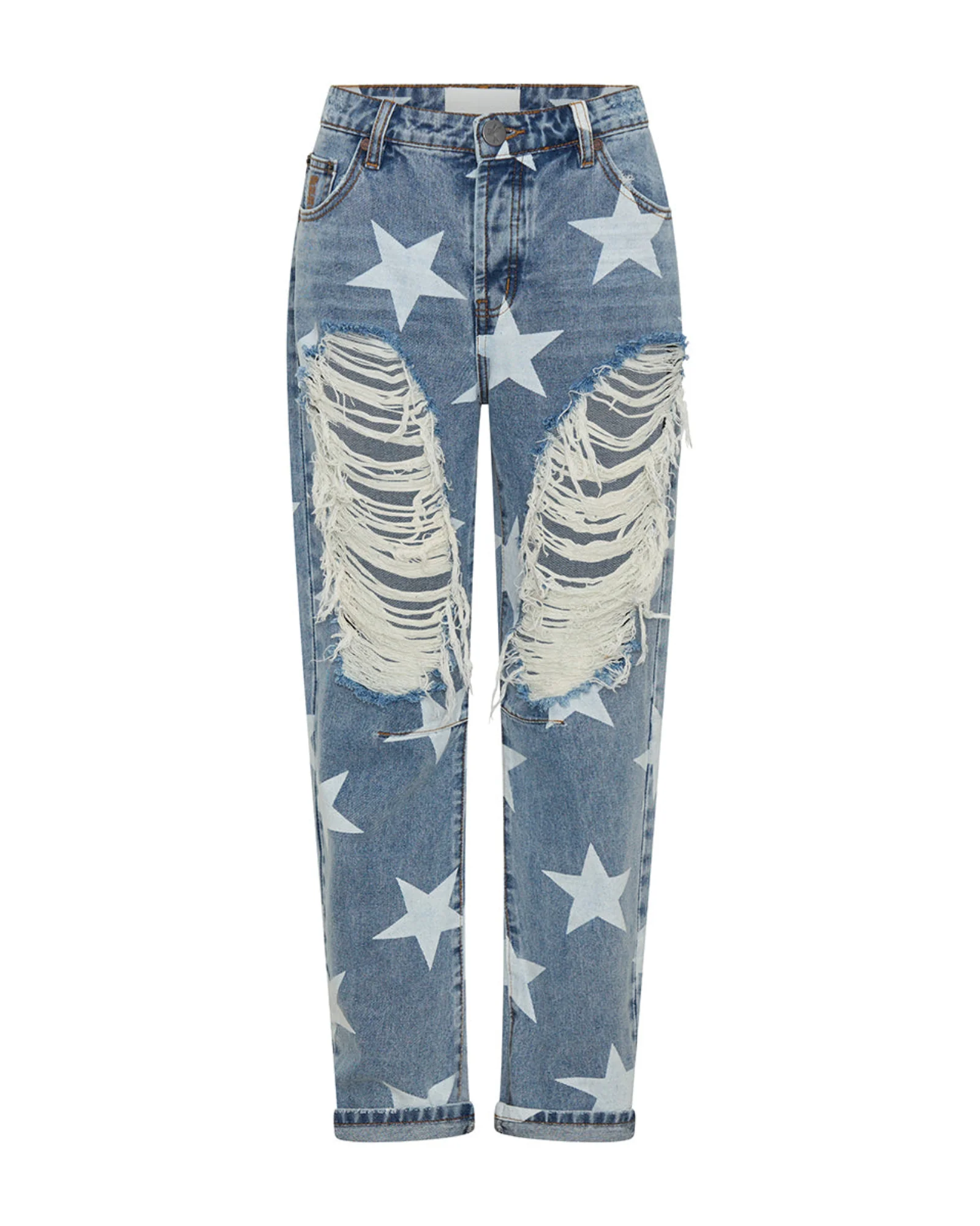 Saints Low Waist Boyfriend Denim Jeans - Starwash Blue - Image 12