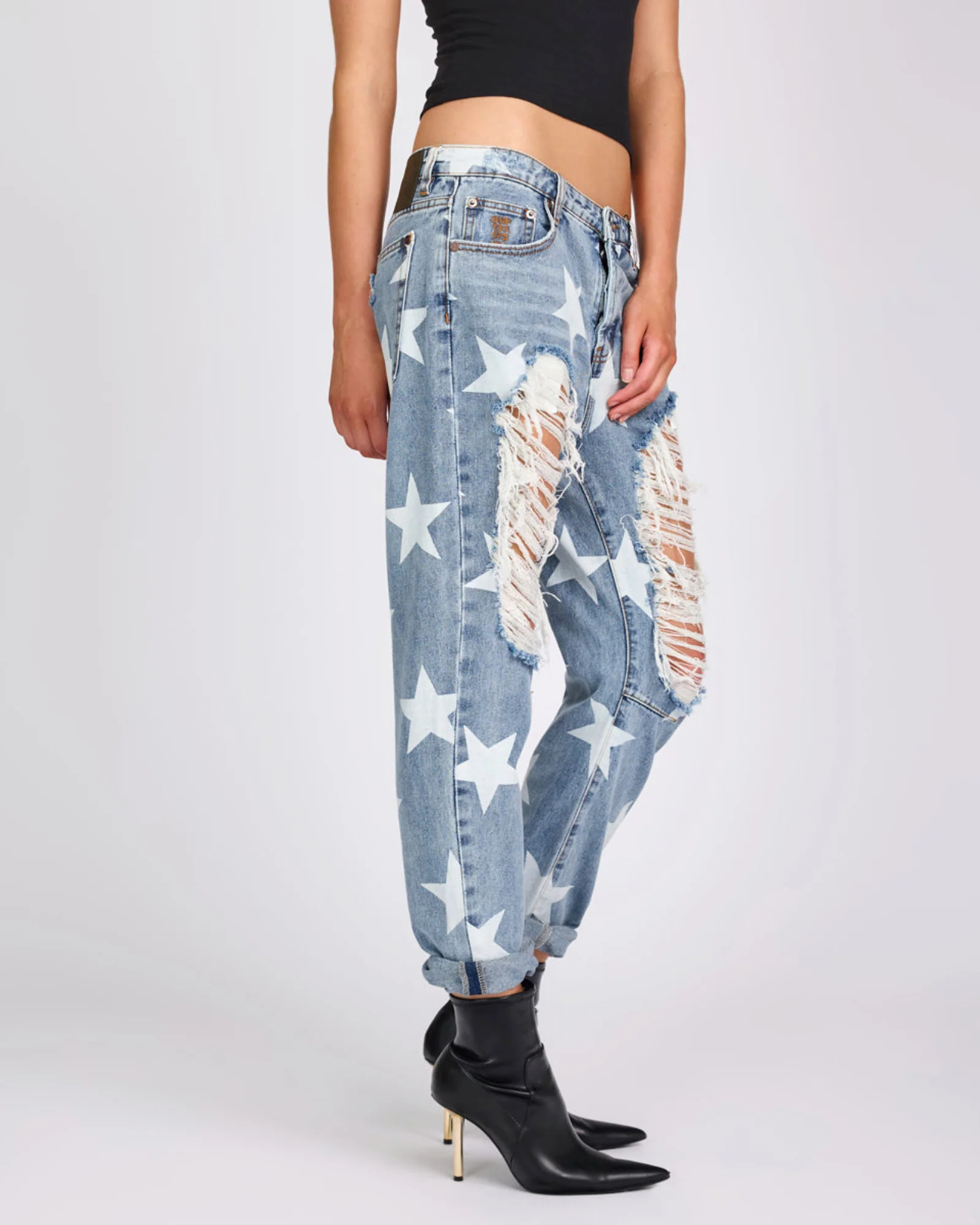 Saints Low Waist Boyfriend Denim Jeans - Starwash Blue - Image 6