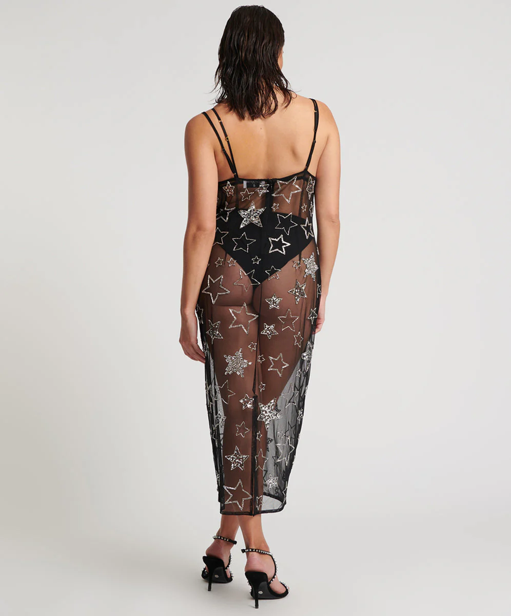 Stellar All Star Hand Beaded Slip Maxi Dress - Black - Image 3