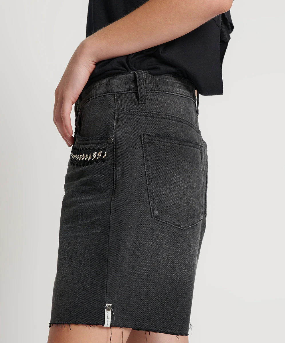 Jacksons Mid Waist Wide Leg Denim Shorts - Storm Grey - Image 3