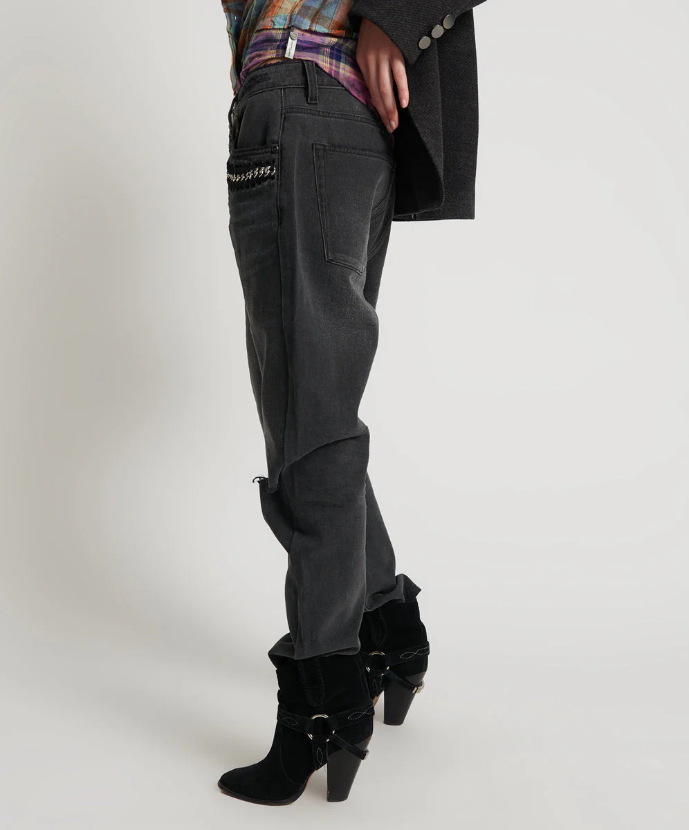 Saints Low Waist Boyfriend Denim Jeans - Storm Grey - Image 3