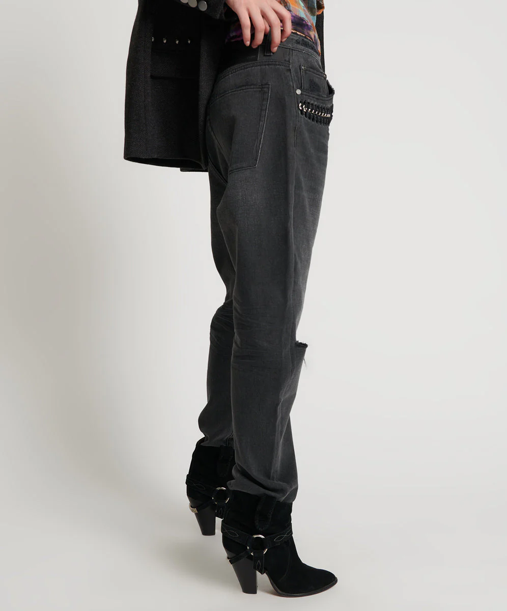 Saints Low Waist Boyfriend Denim Jeans - Storm Grey - Image 5