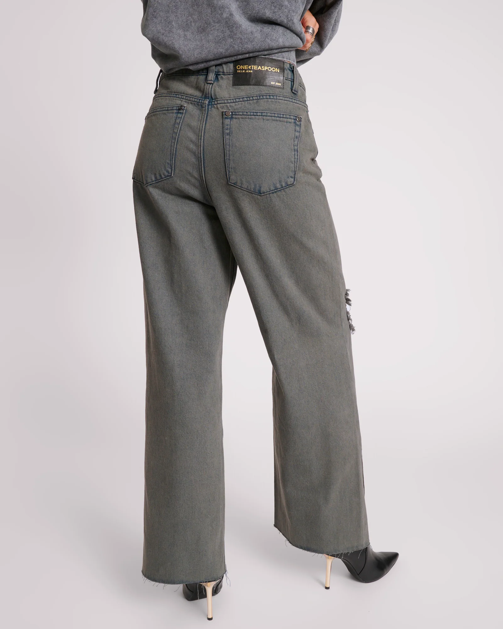 Billie Low Slung Straight Leg Mid Waist Denim Jeans - Storme - Image 4