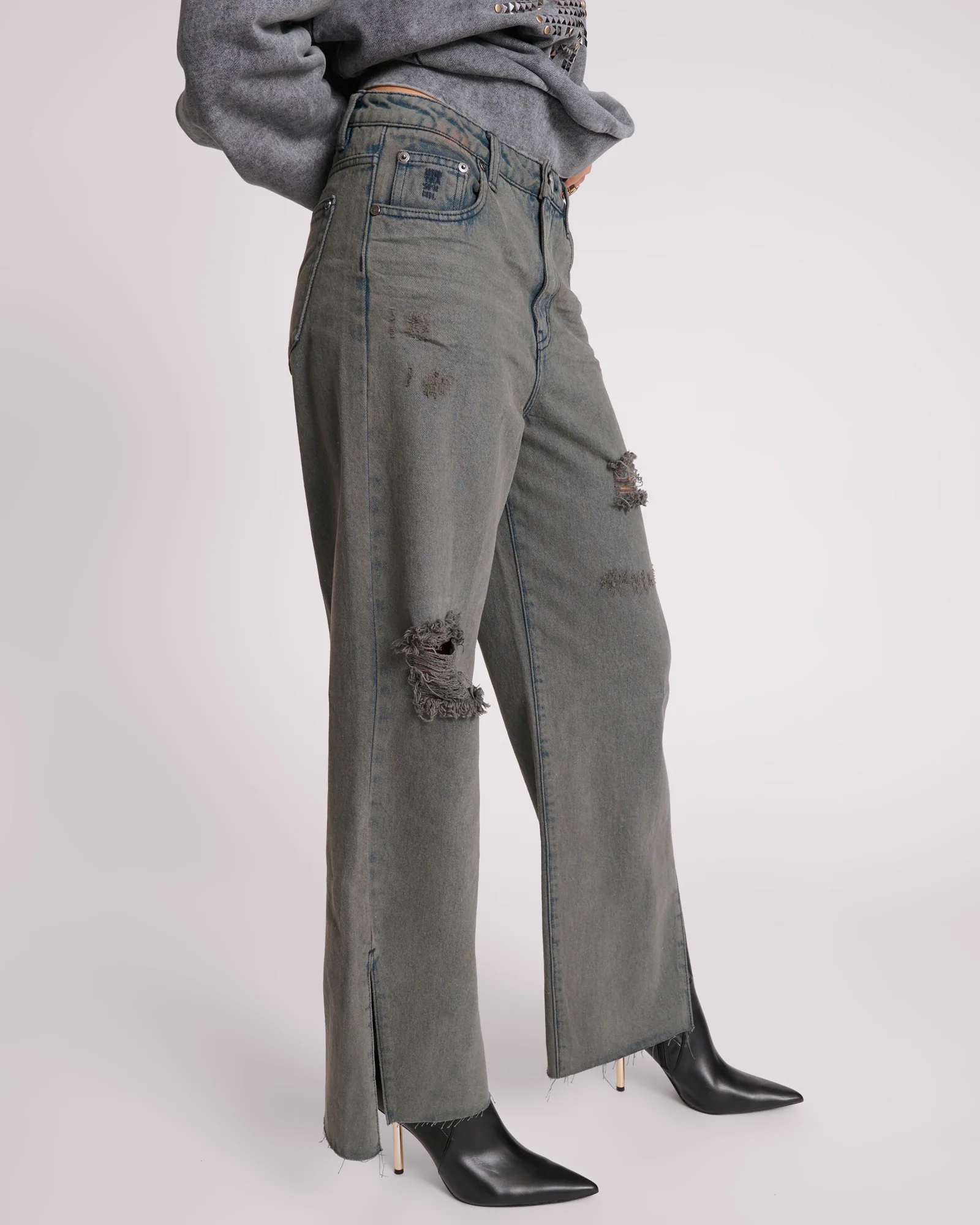 Billie Low Slung Straight Leg Mid Waist Denim Jeans - Storme - Image 5