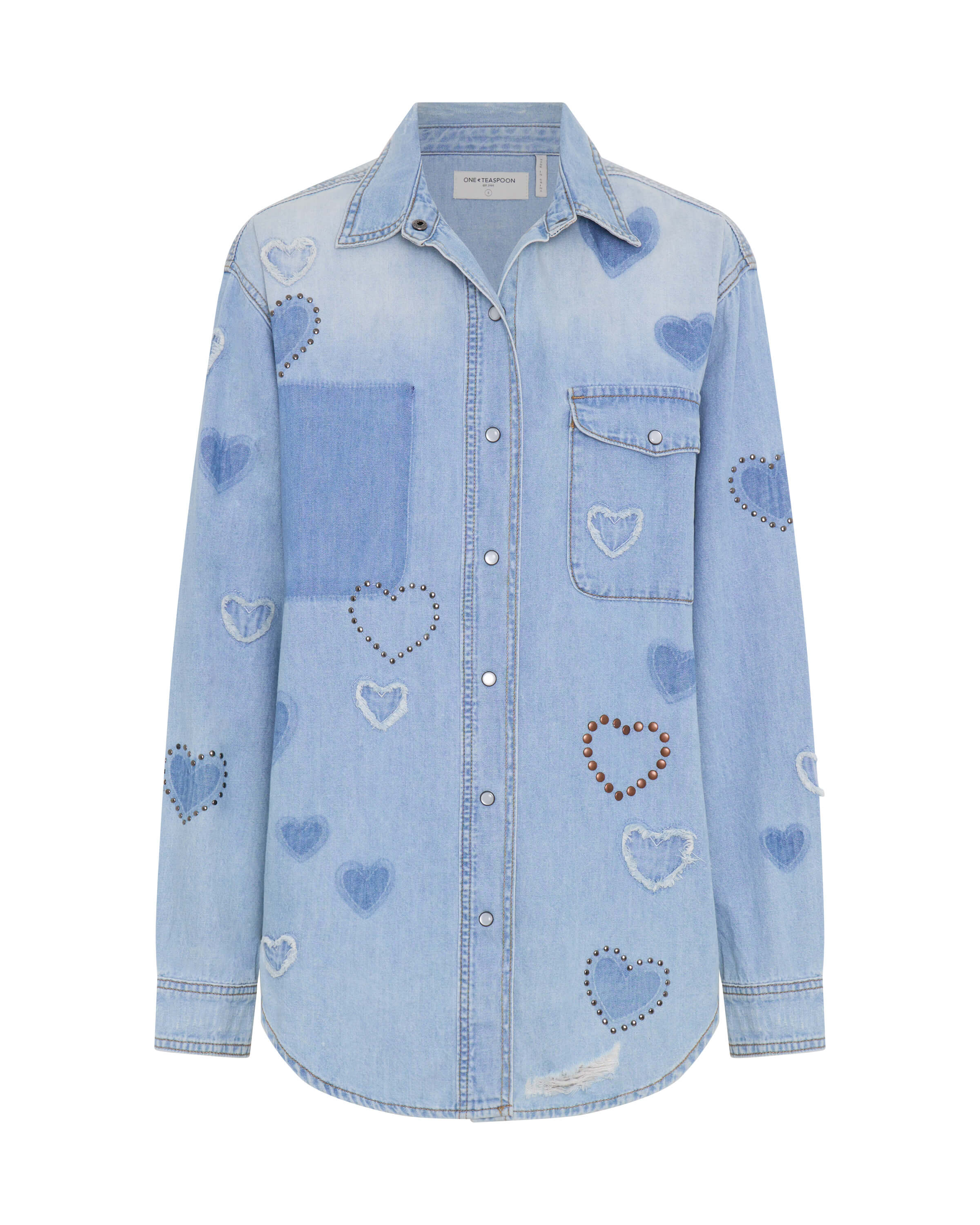 Everyday Studded Denim Shirt - Blue Heart - Image 8