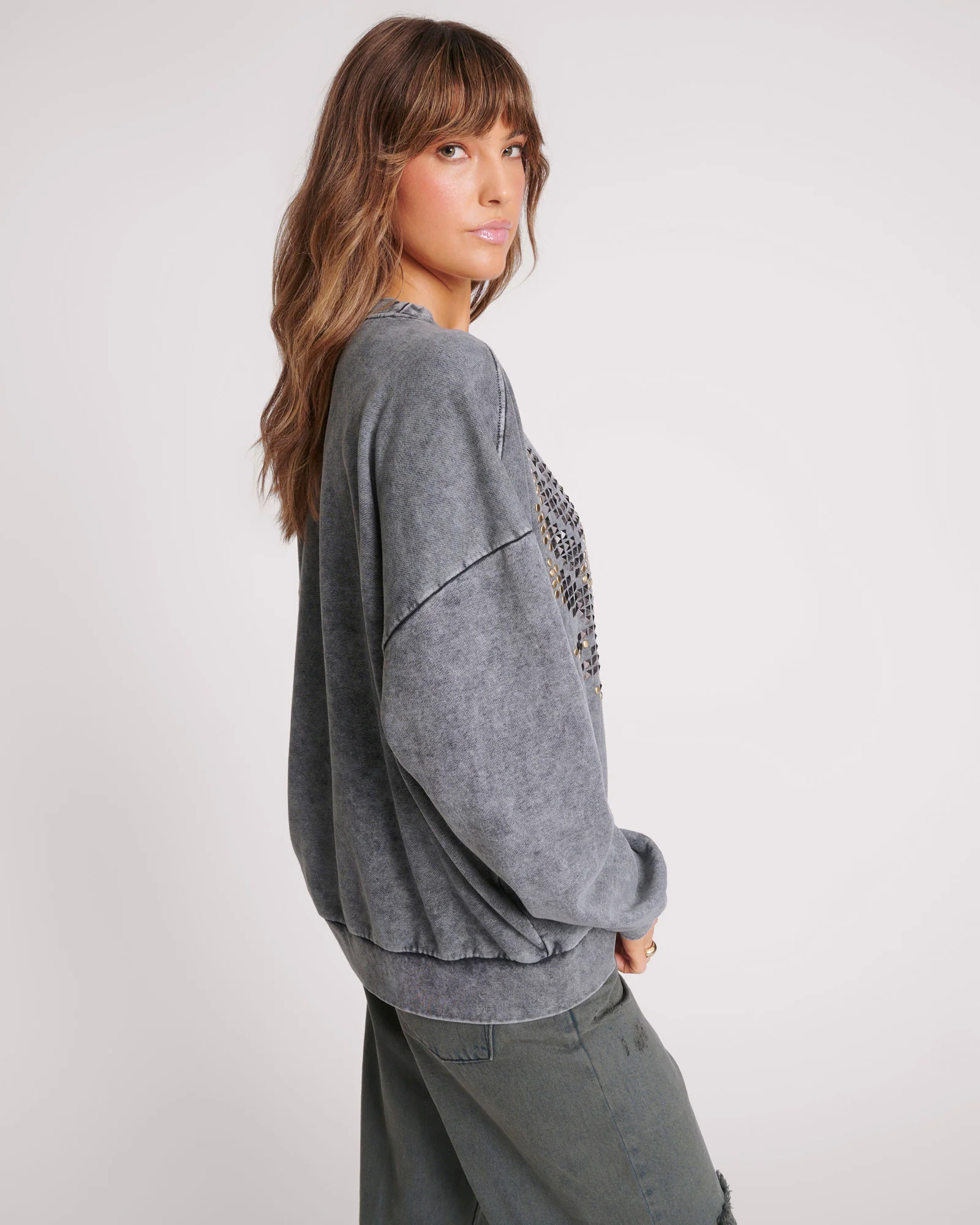 Studded Eagle Retro Sweater - Charcoal - Image 5