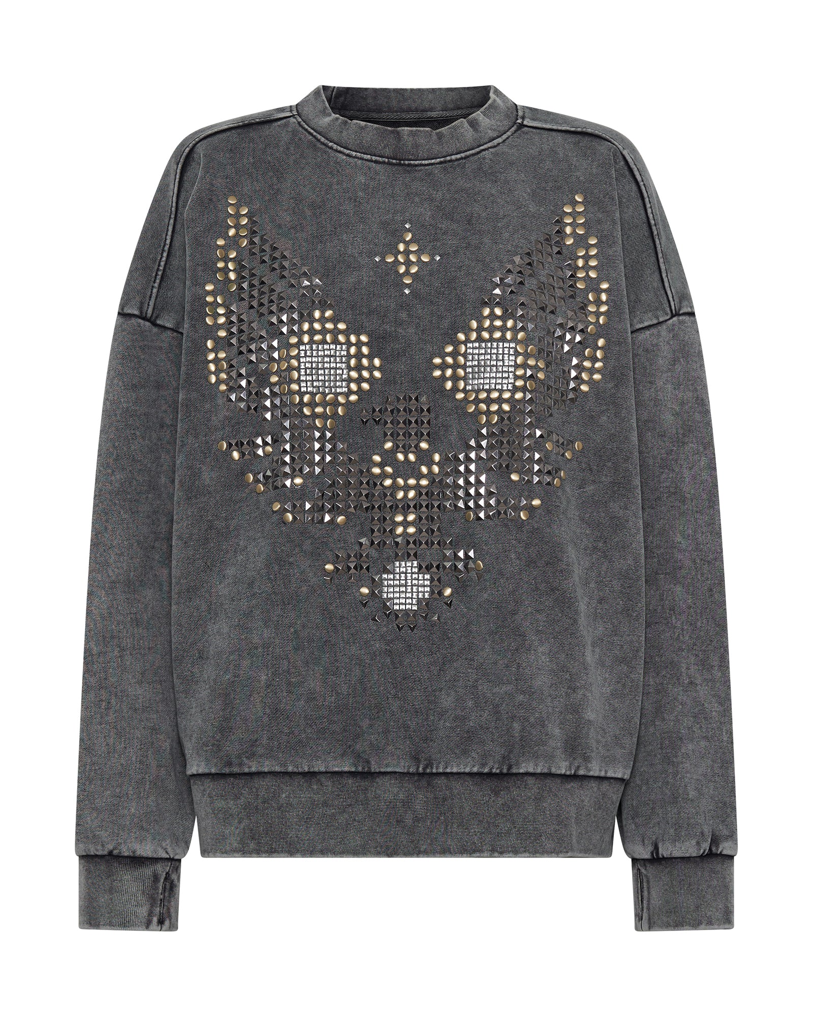 Studded Eagle Retro Sweater - Charcoal - Image 6