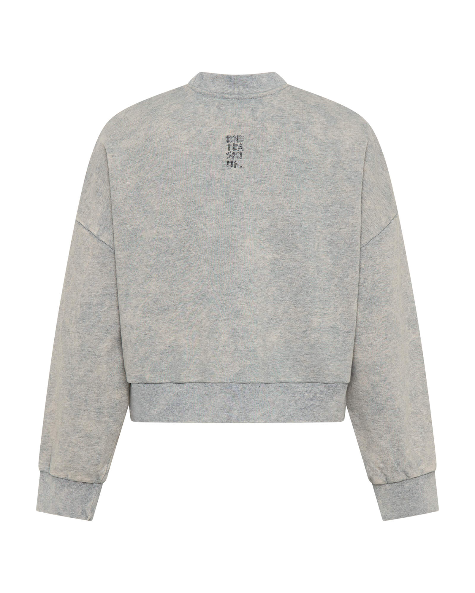 Studded Heart Grey Cropped Sweater - Grey Marl - Image 9