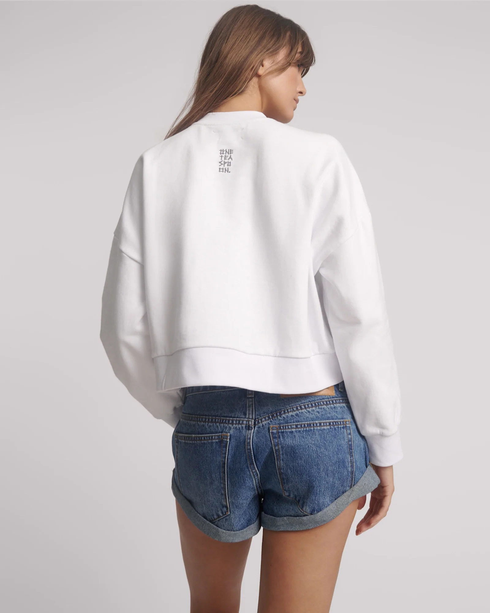 Studded Heart Cropped Sweater - White - Image 3