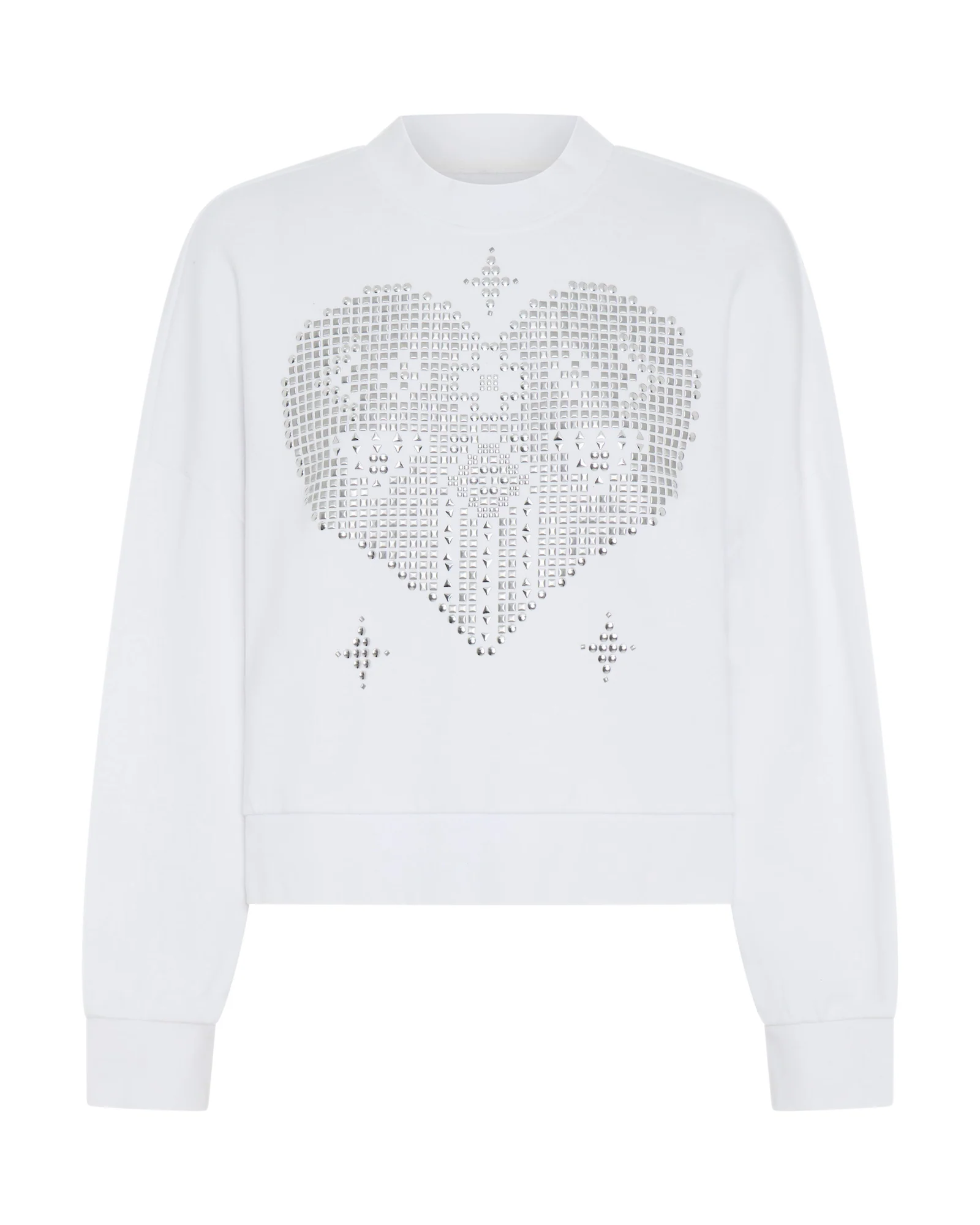 Studded Heart Cropped Sweater - White - Image 6
