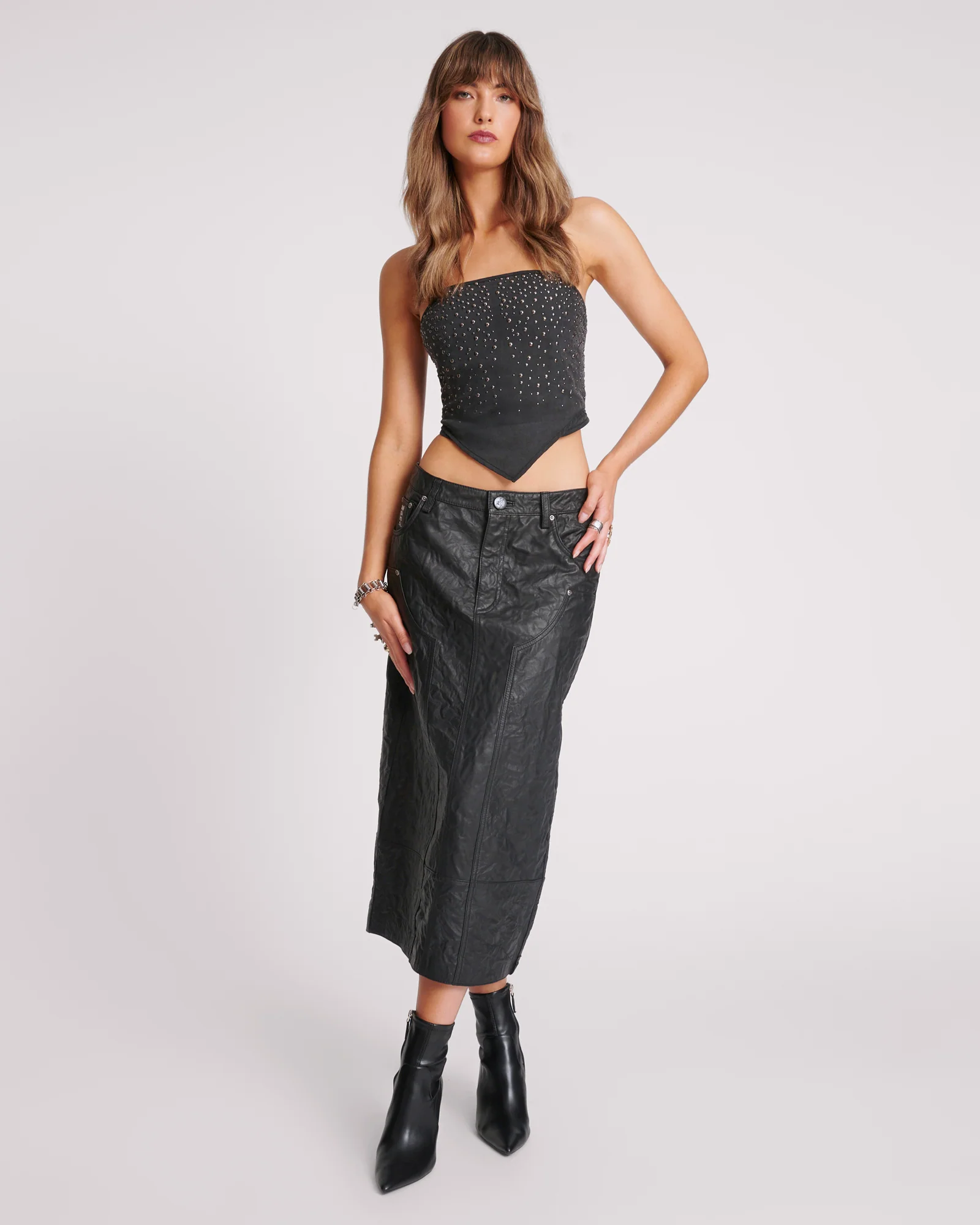 Studded Scarf Bustier Top - Black - Image 5