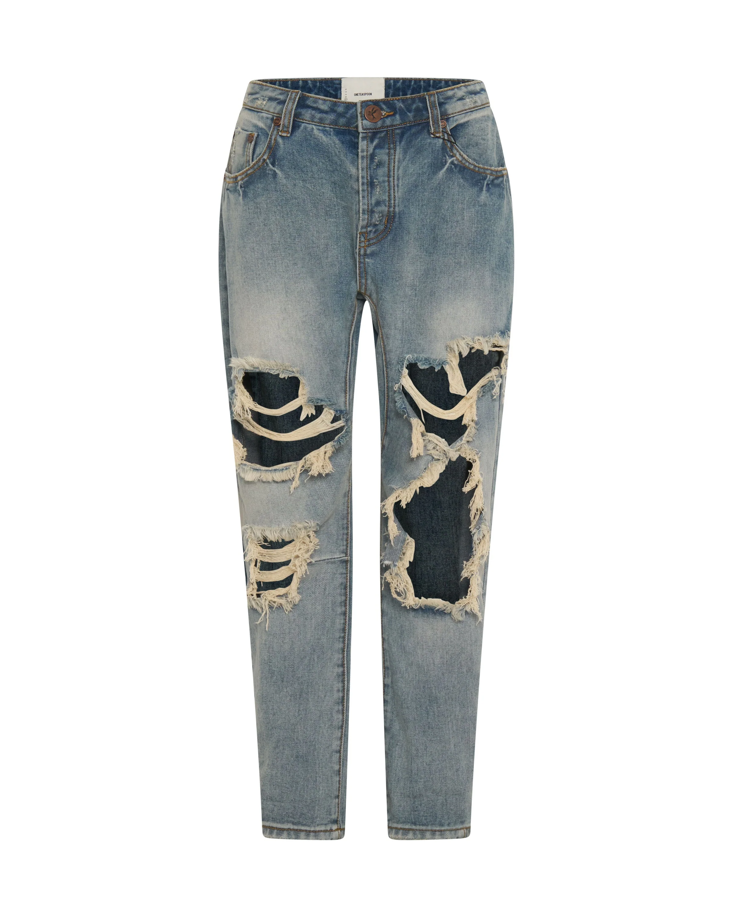 Saints Low Waist Boyfriend Denim Jeans - Sunbleach Blue - Image 6