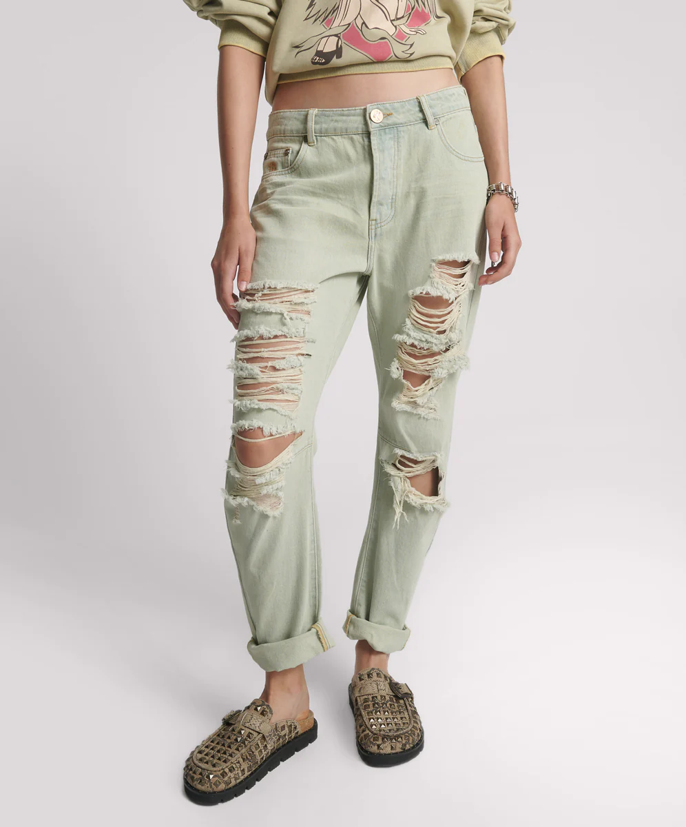 Saints Low Waist Boyfriend Denim Jeans - Sundae - Image 2