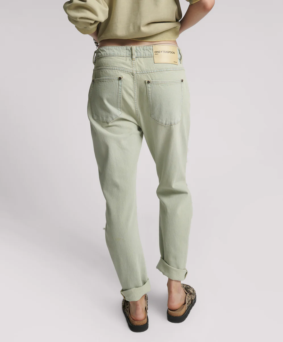 Saints Low Waist Boyfriend Denim Jeans - Sundae - Image 4