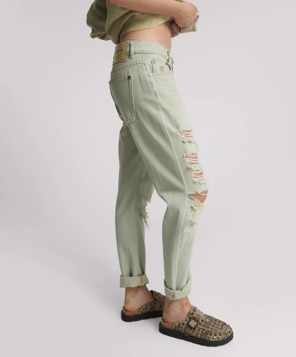 Saints Low Waist Boyfriend Denim Jeans - Sundae - Image 5