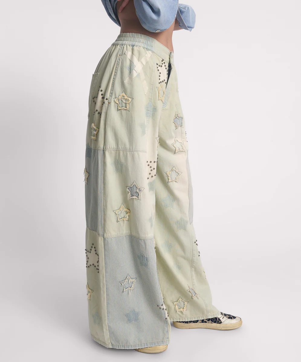 Palazzo Mid Waist Denim Jeans - SUNDAE - Image 6