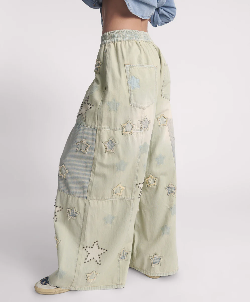 Palazzo Mid Waist Denim Jeans - SUNDAE - Image 7