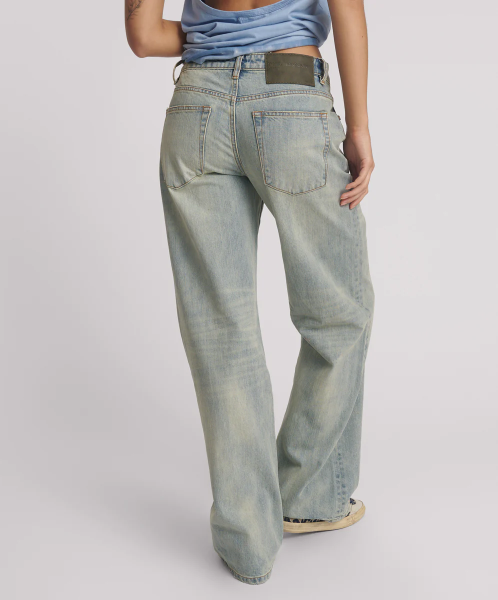 Low Riders Low Waist Wide Leg Denim Jeans - Sunkissed Blue - Image 4