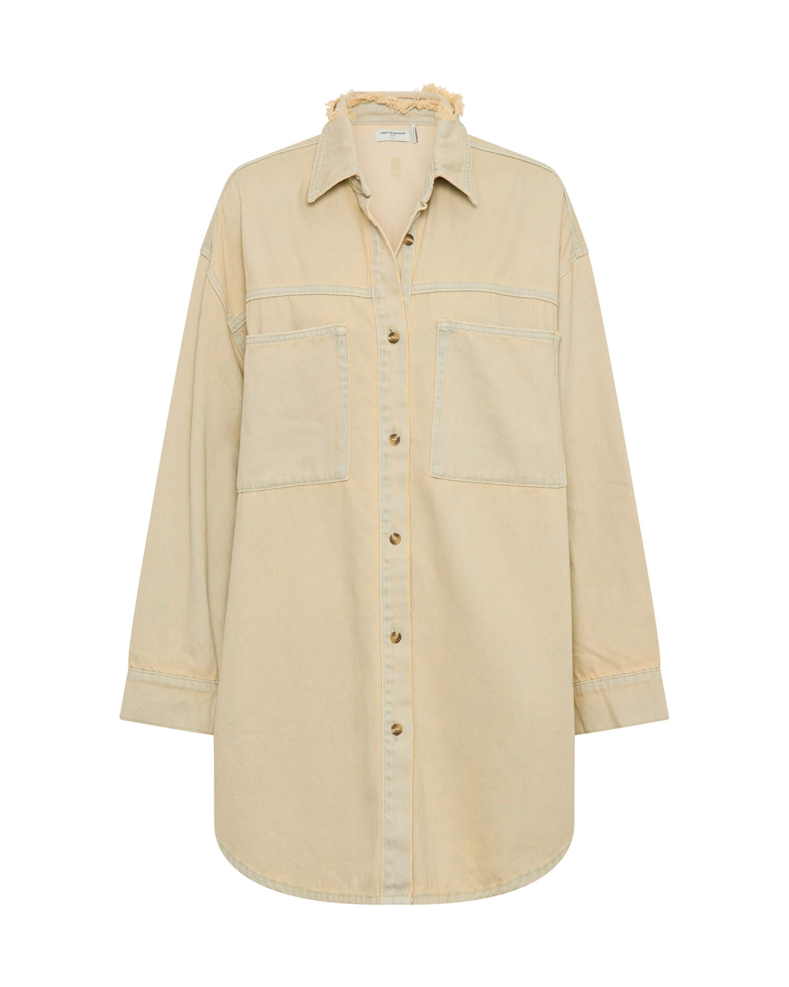 Daria Mini Denim Shirt Dress - Sunkissed Cream - Image 6