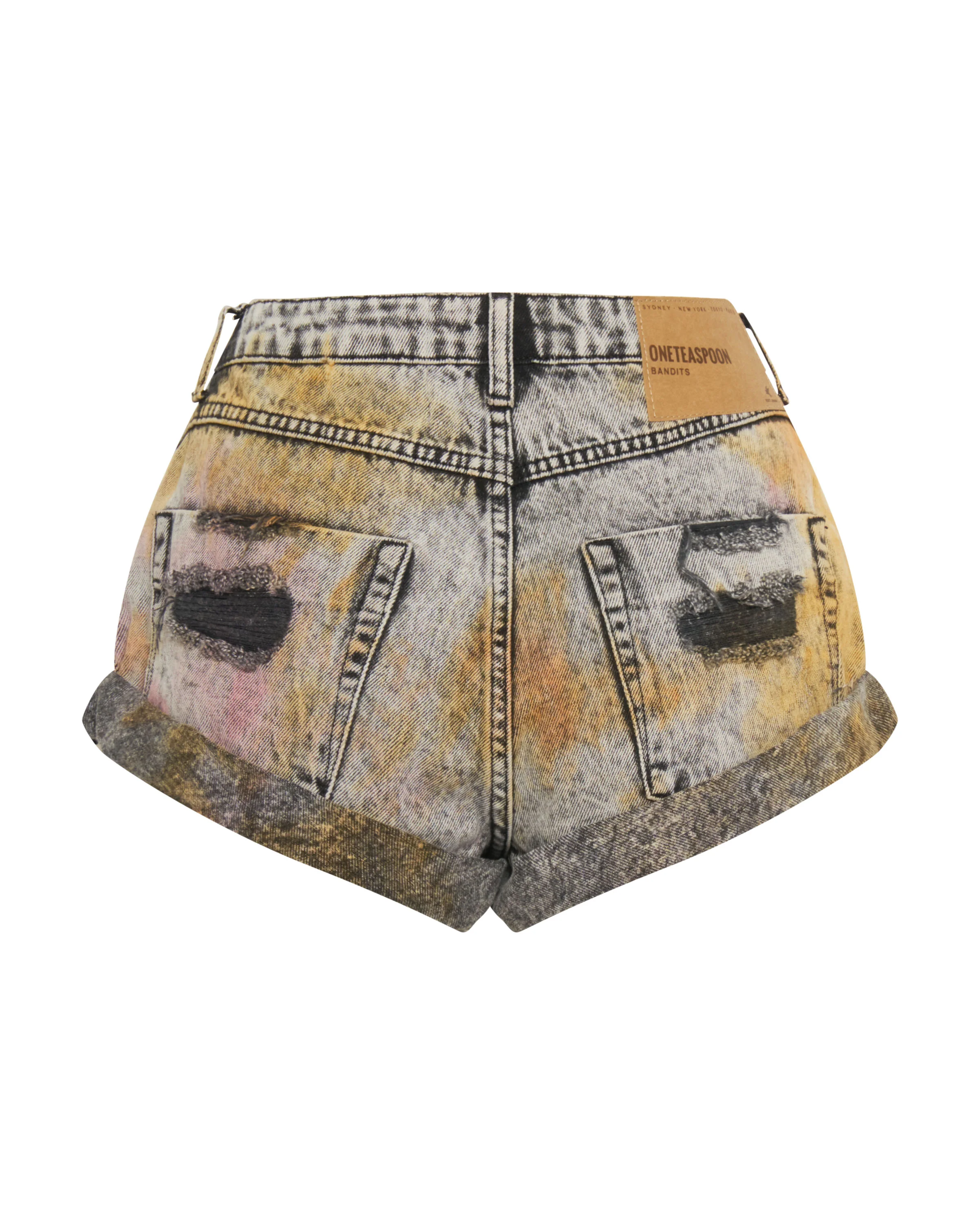 Bandits Low Waist Denim Shorts - Sunset Acid - Image 7