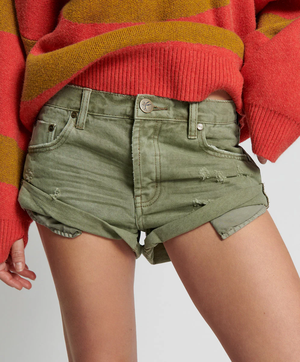 Bandits Low Waist Denim Shorts - Archived Super Khaki - Image 2