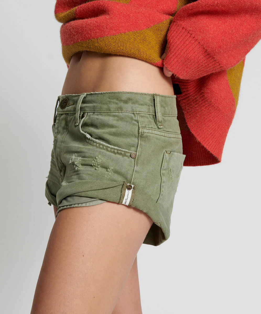 Bandits Low Waist Denim Shorts - Archived Super Khaki - Image 3