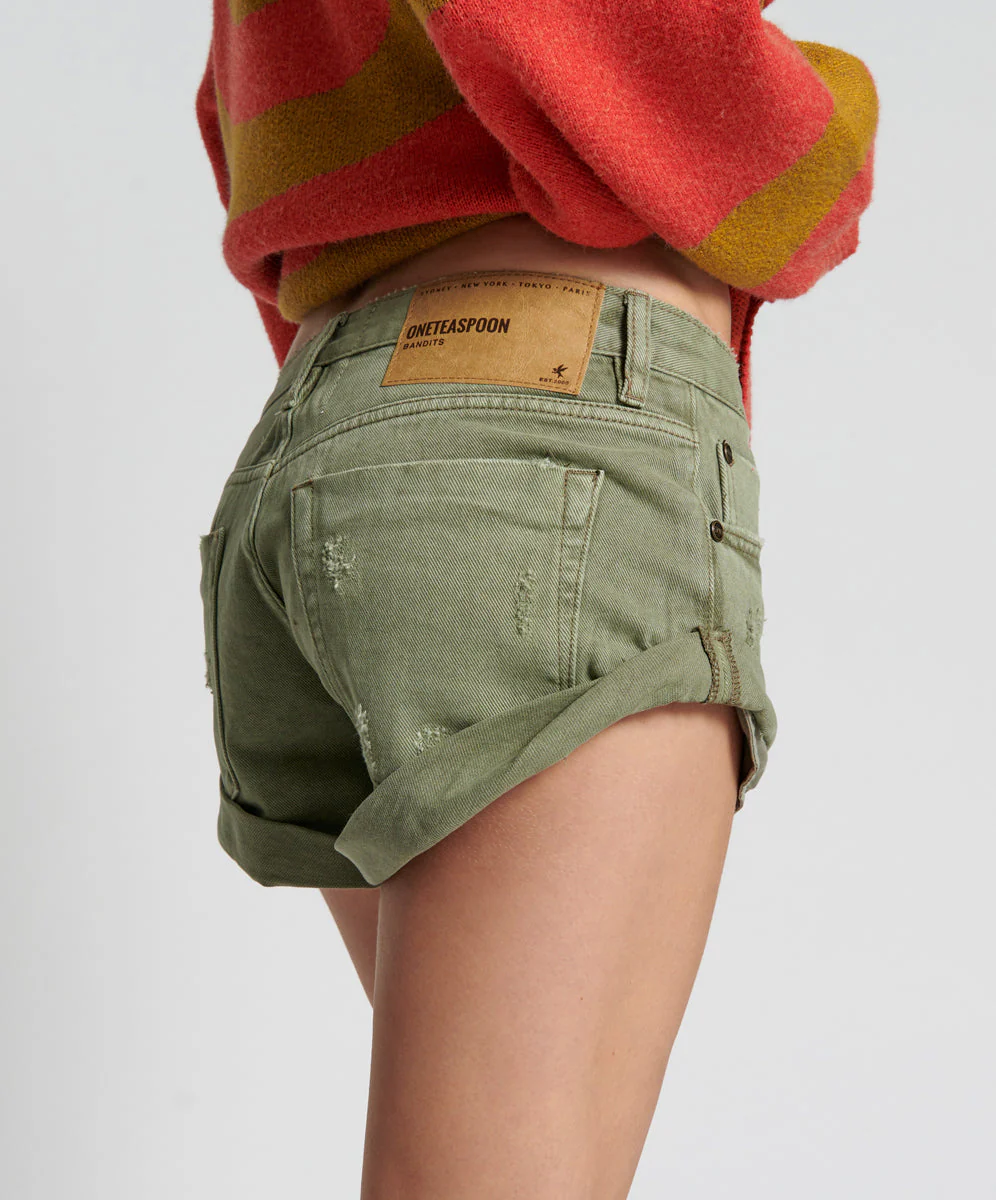 Bandits Low Waist Denim Shorts - Archived Super Khaki - Image 5