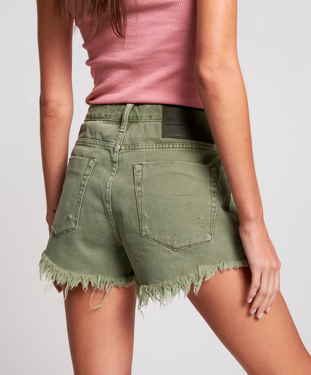 Bonitas High Waist Denim Shorts - Super Khaki - Image 5