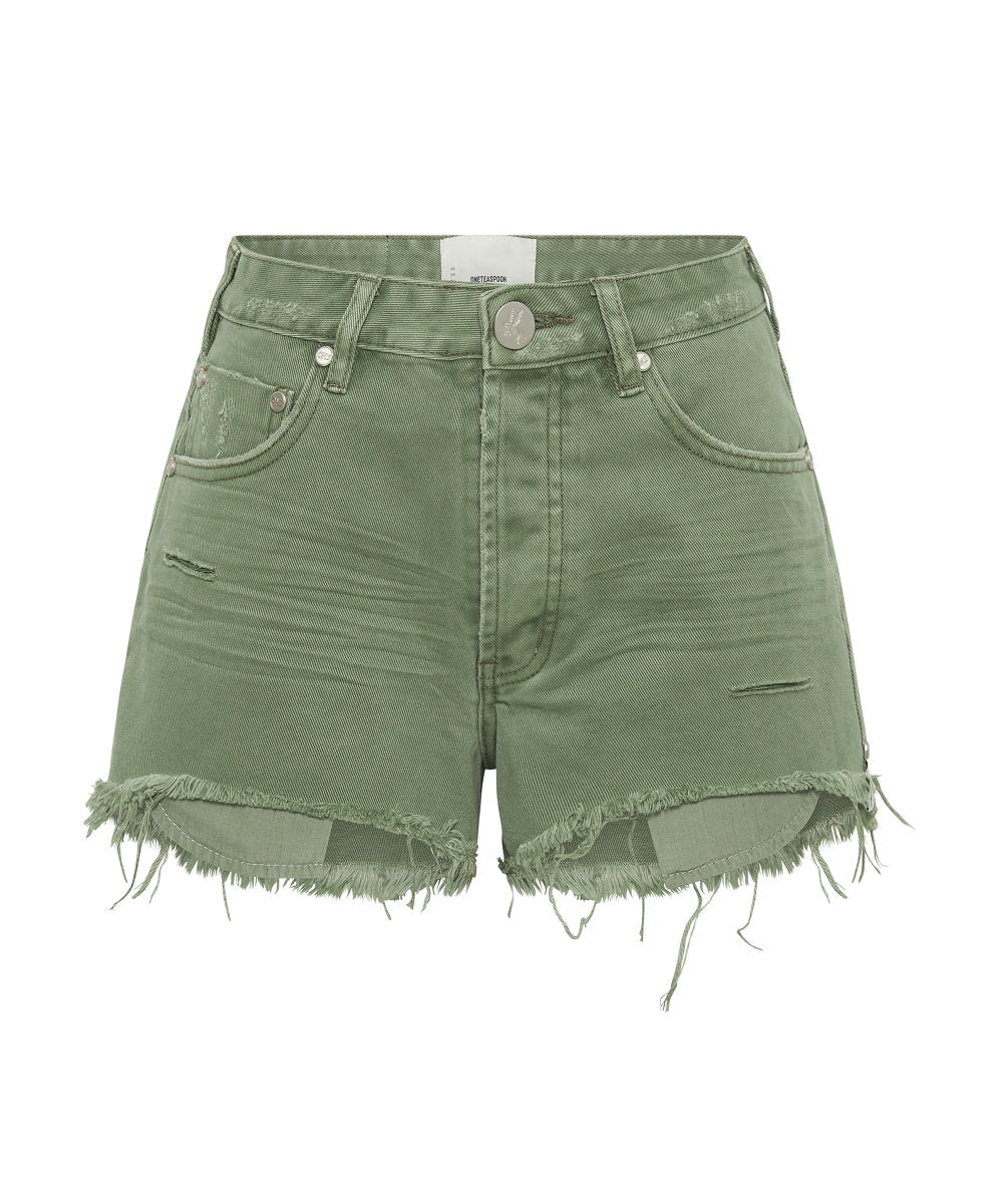Bonitas High Waist Denim Shorts - Super Khaki - Image 6