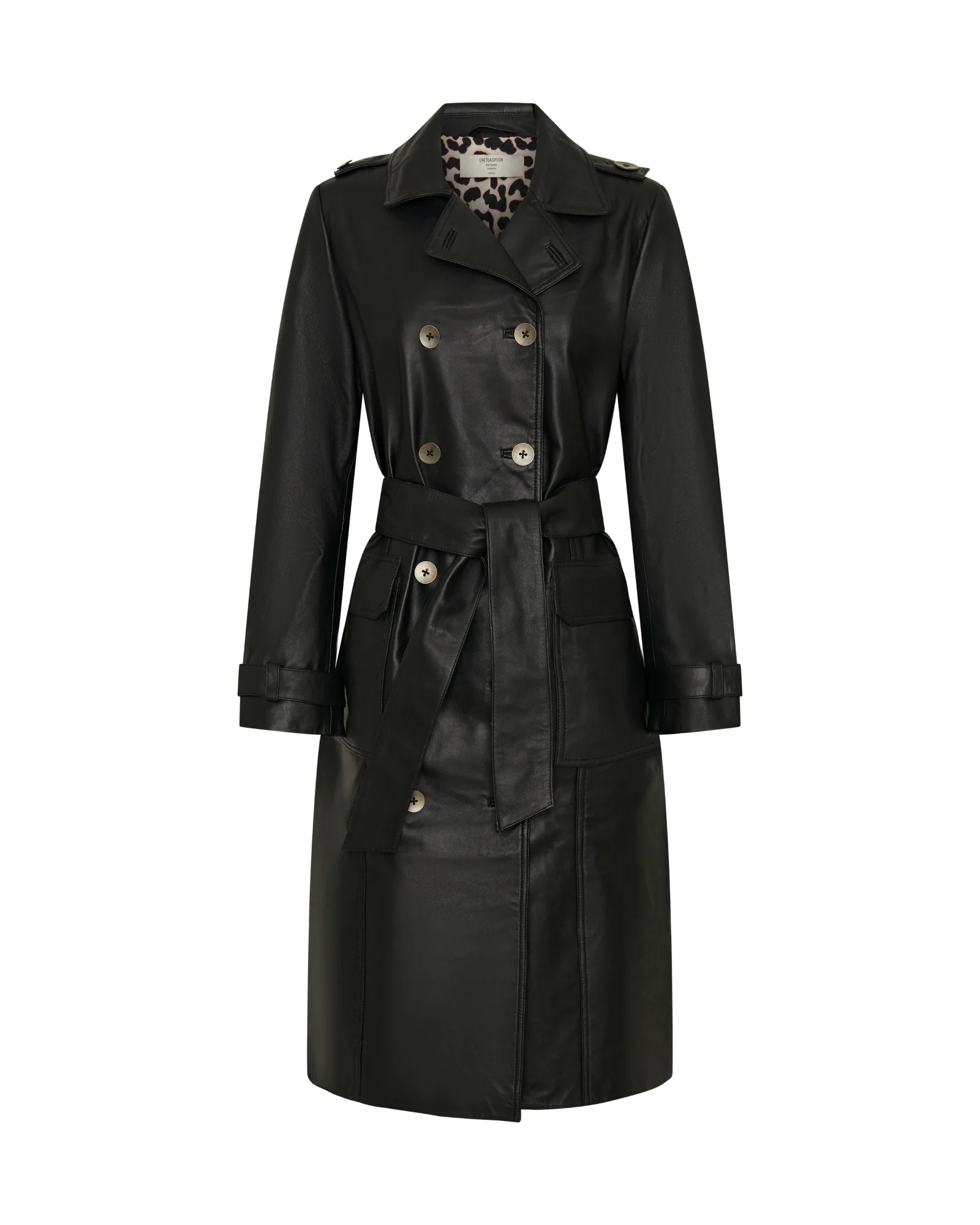 Supermodel Leather Trench Coat - Black - Image 14