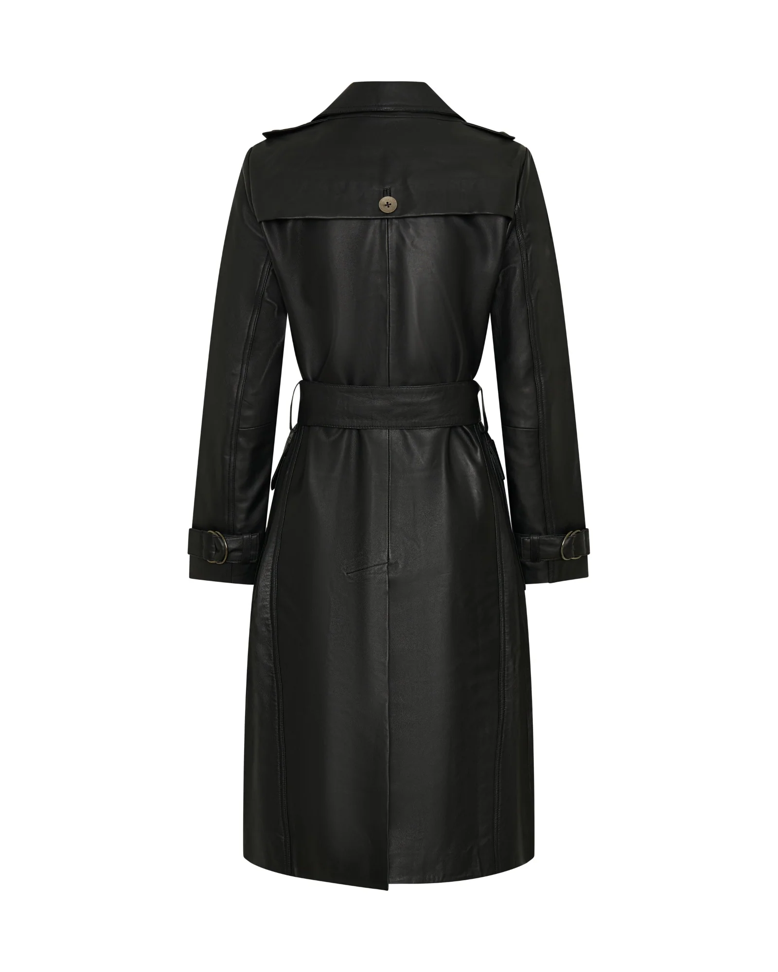 Supermodel Leather Trench Coat - Black - Image 15