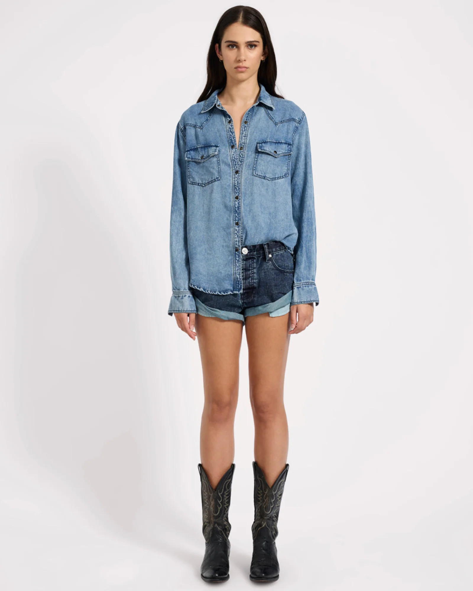 Tencel Western Shirt - Blue - Image 3