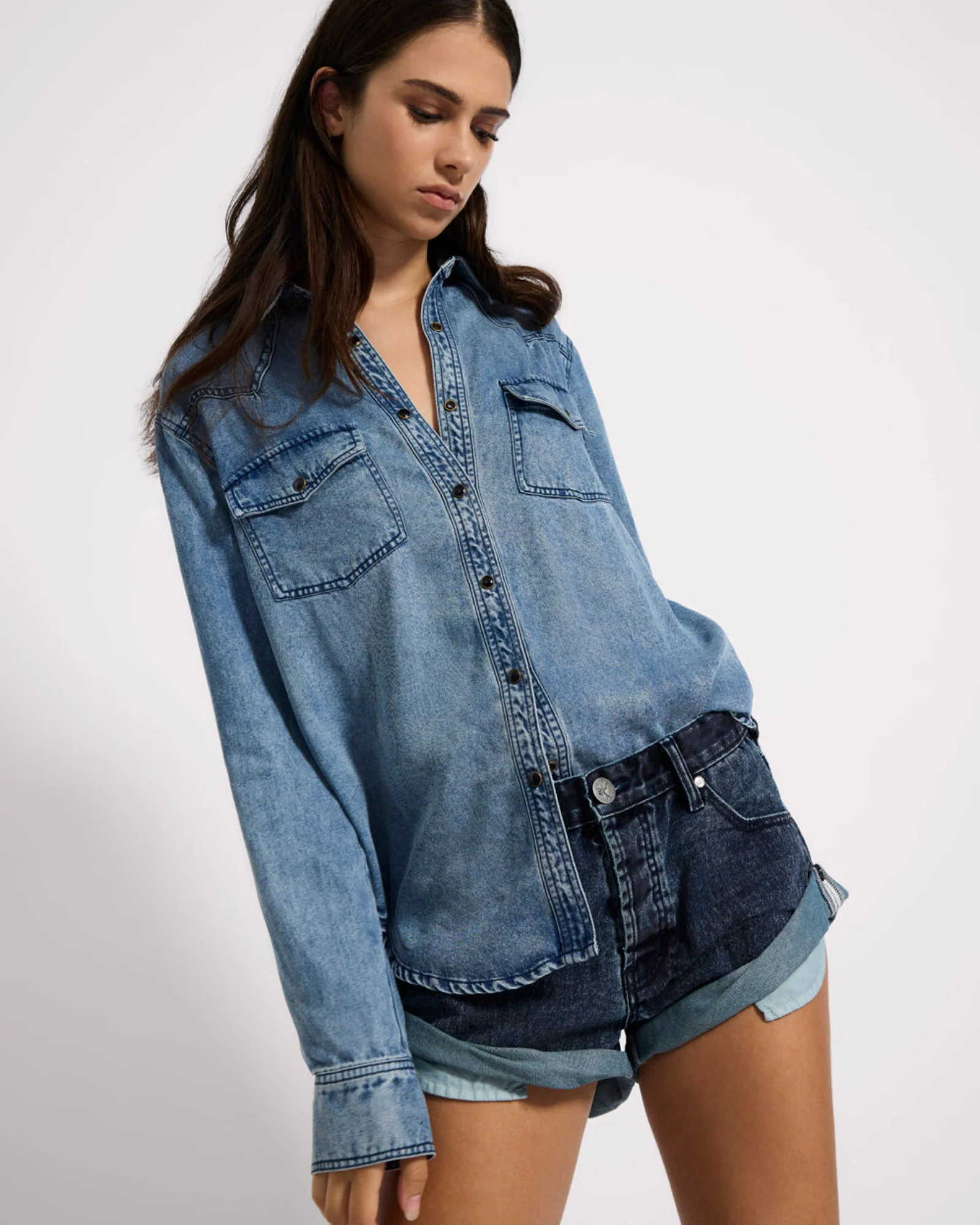 Tencel Western Shirt - Blue - Image 8