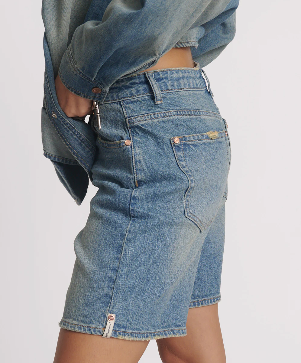 Jacksons Mid Waist Wide Leg Denim Shorts - Texas Blue - Image 4