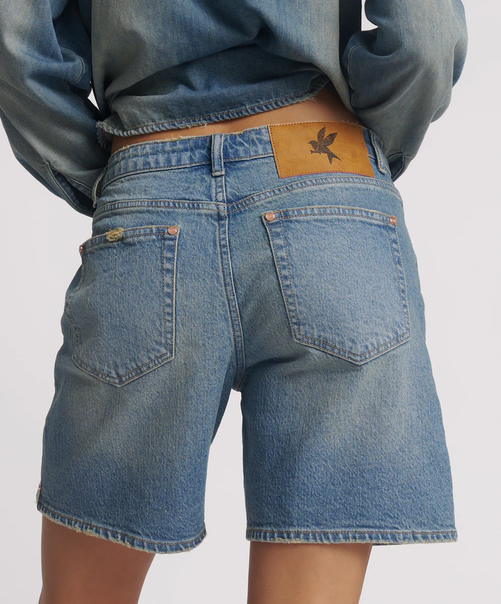 Jacksons Mid Waist Wide Leg Denim Shorts - Texas Blue - Image 5