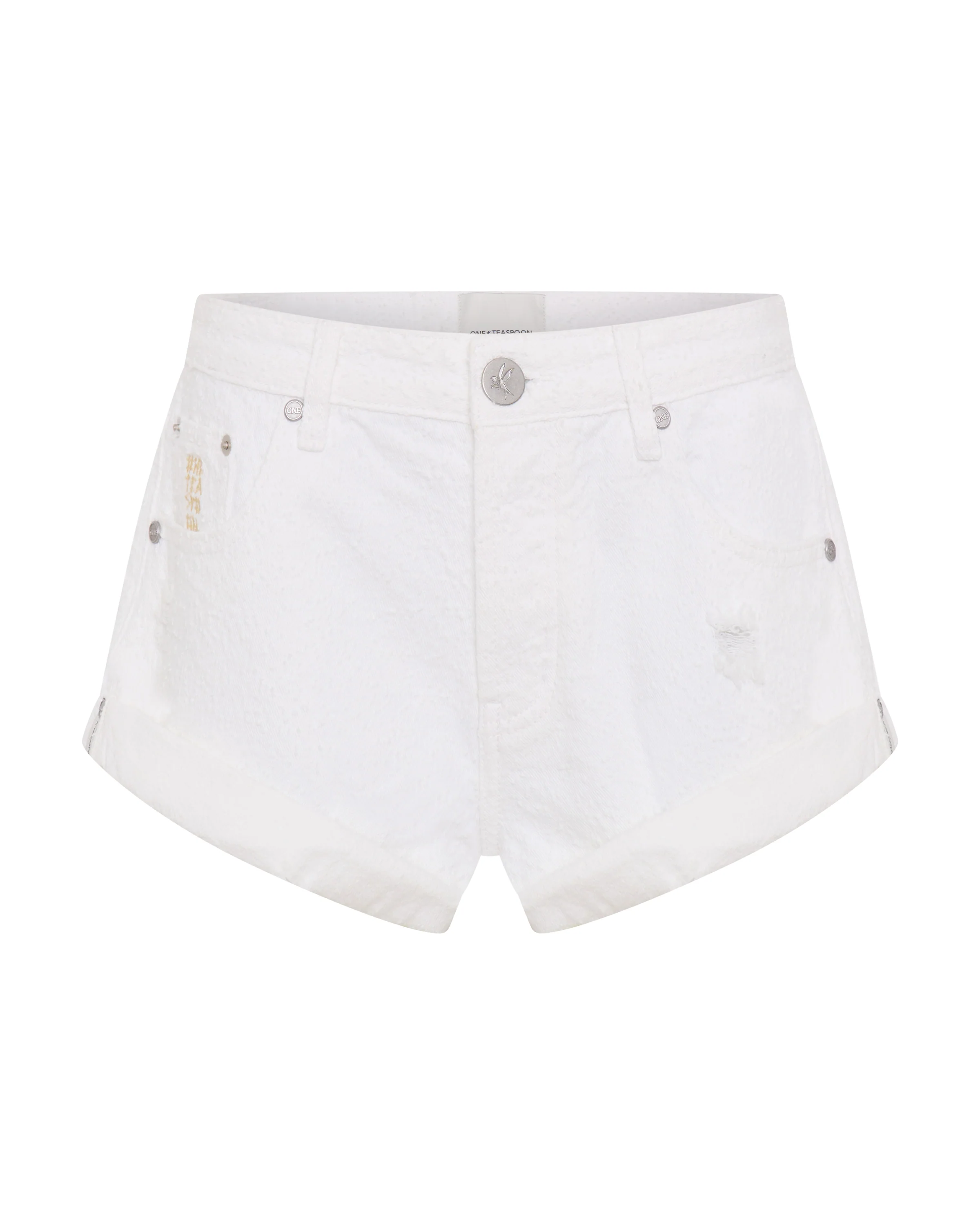 Bandits Low Waist Denim Shorts - Textured White - Image 8