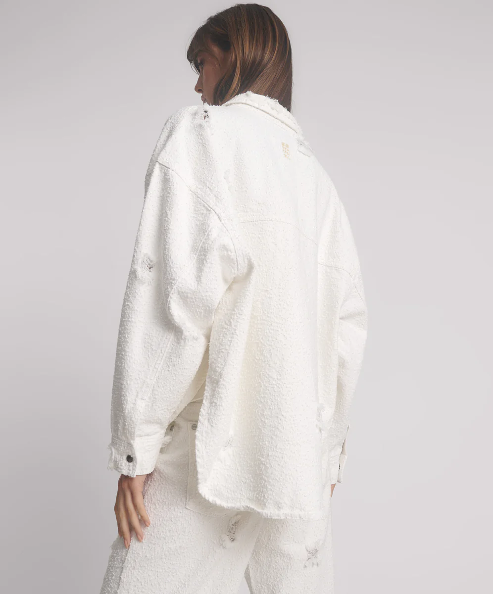 Daria Denim Shacket - Textured White - Image 2