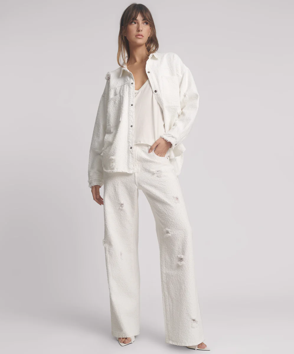 Daria Denim Shacket - Textured White - Image 5