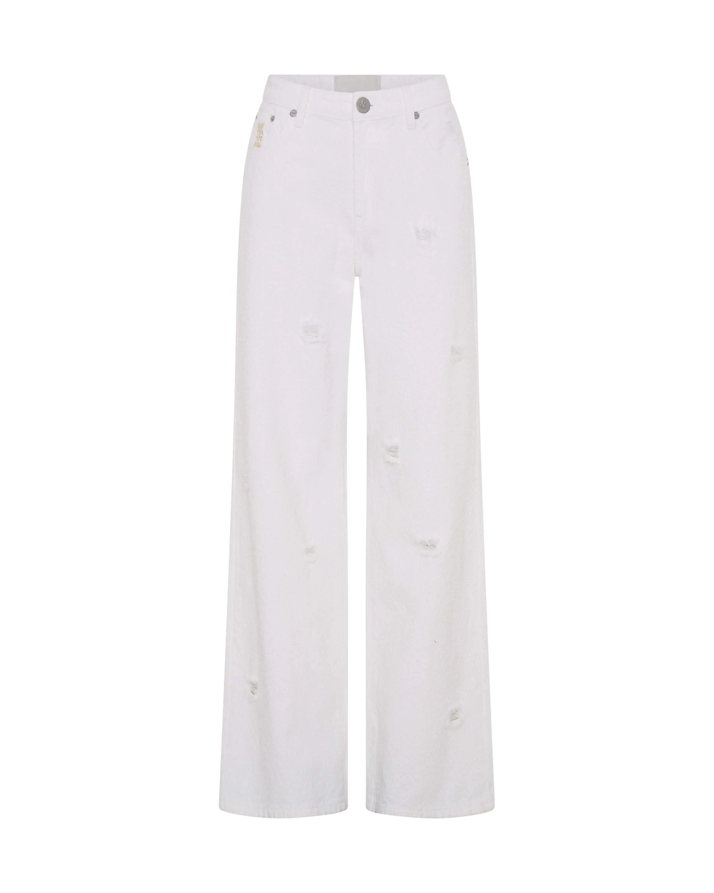 Jackson Mid Waist Wide Leg Denim Jeans - Textured White - Image 6