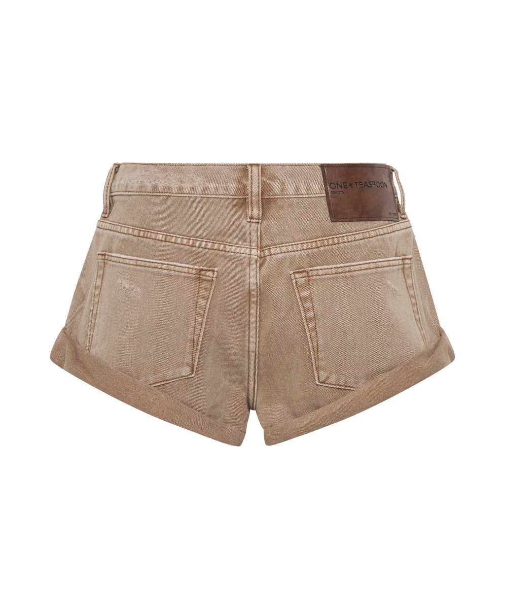Bandits Low Waist Denim Shorts - Tobacco Brown - Image 10