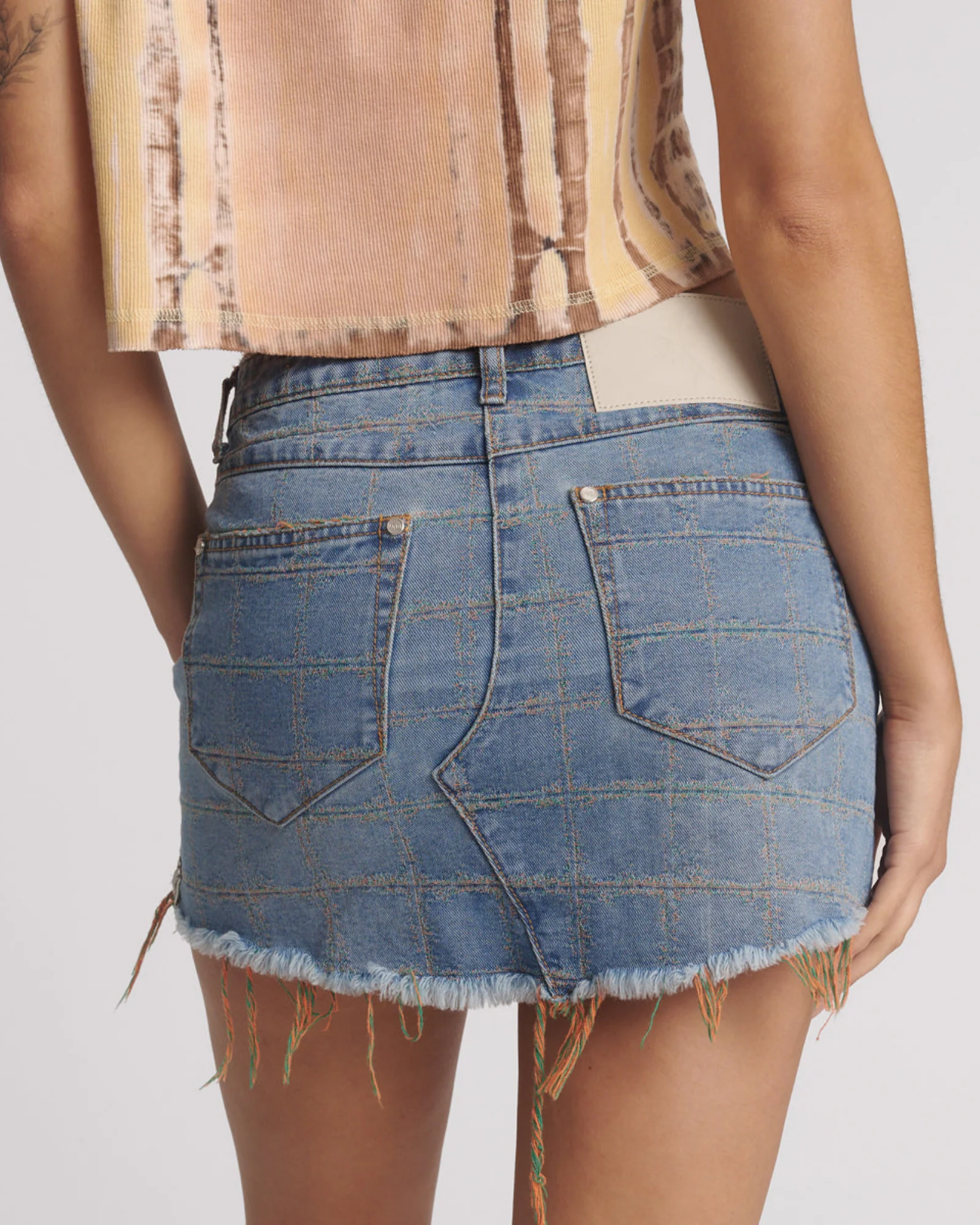 Junkyard Low Waist Mini Denim Skirt - Tropical Blue - Image 5