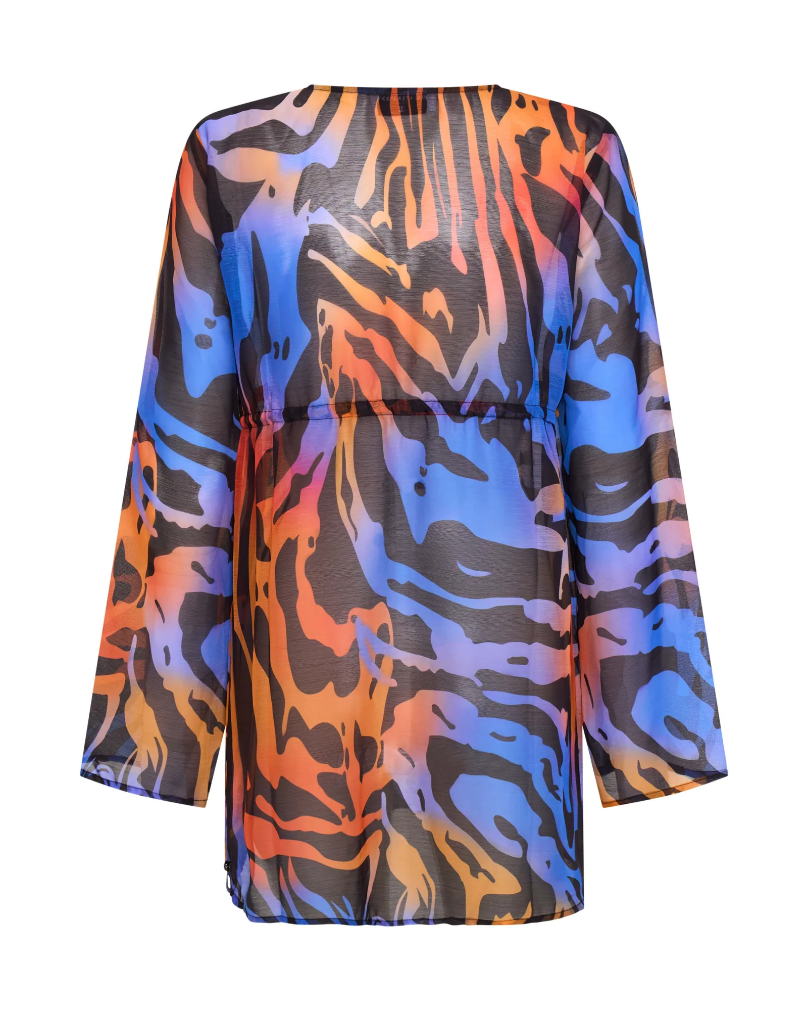 Tropical Chiffon Beach Cover Up Tie Top - Multi - Image 7