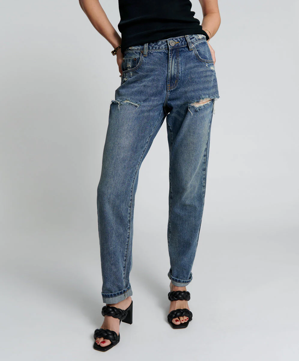 1982S High Waist Balloon Denim Jeans - Used Blue - Image 2