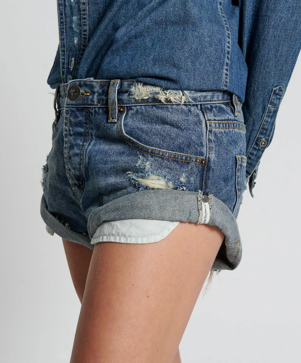 Bandits Low Waist Denim Shorts - Used Blue - Image 3