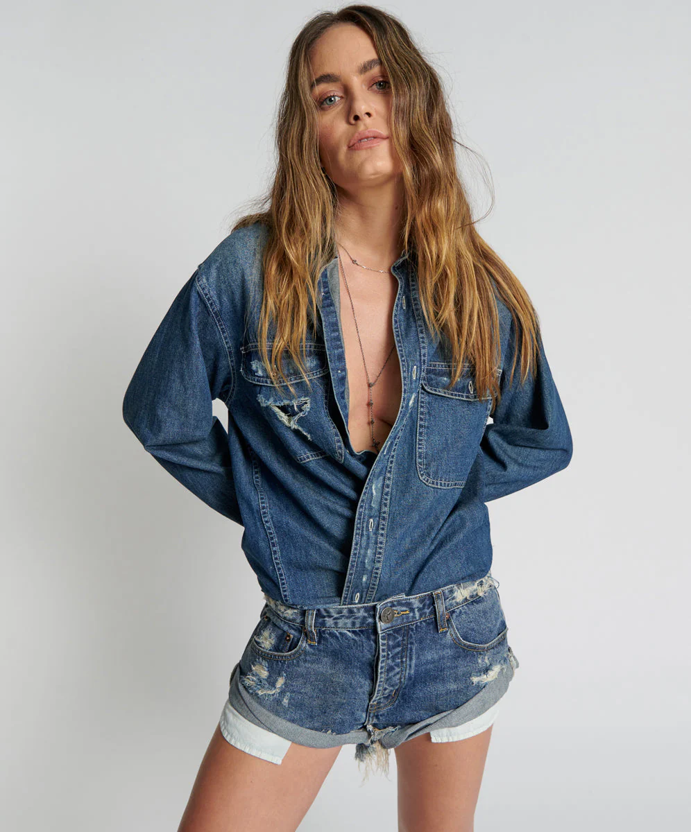 Bandits Low Waist Denim Shorts - Used Blue - Image 6