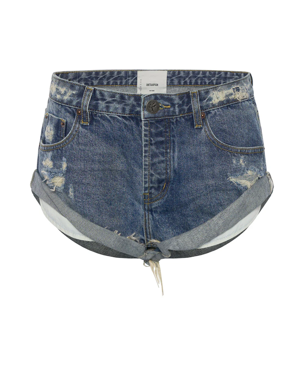 Bandits Low Waist Denim Shorts - Used Blue - Image 7